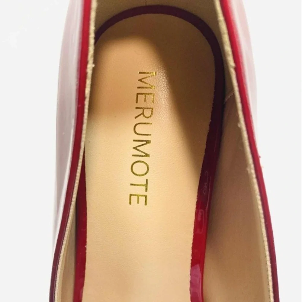 Womens MERUMOTE Peep Toe Platform Pumps Burgundy Black Ombre High‎ Heel Shoes